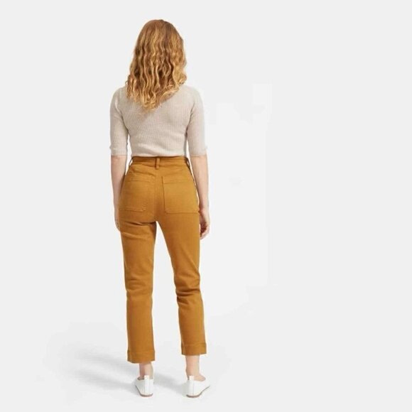 Everlane Pants 0 Denim Straight Leg Cropped Jean Golden Brown Neutral Minimalist - Picture 15 of 15